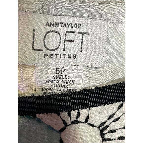 LOFT 6P Linen Embroidered Skirt - Picture 4 of 10